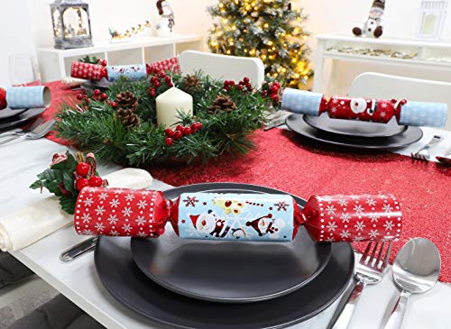 Toyland® Pack of 10 Large Family Christmas Crackers - Santa & Rudolph Design - Red & Blue