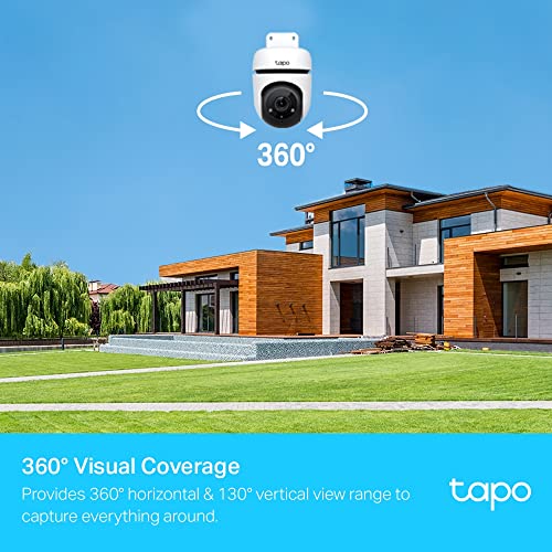 TP-Link Tapo Pan/Tilt Outdoor Security WiFi Camera, Wireless, 1080p, 360°, IP65, Night Vision, SD Card Slot, Smart AI Detection (Tapo C500)