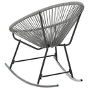 vidaXL Industrial-Style Rocking Moon Chair for Outdoor Use - Grey Poly Rattan with Polyurethane and Powder-Coated Steel Frame