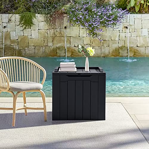 JUMMICO 31 Gallon Resin Deck Box Waterproof Indoor Outdoor Storage Boxes for Patio Furniture Cushions, Toys and Garden Tools