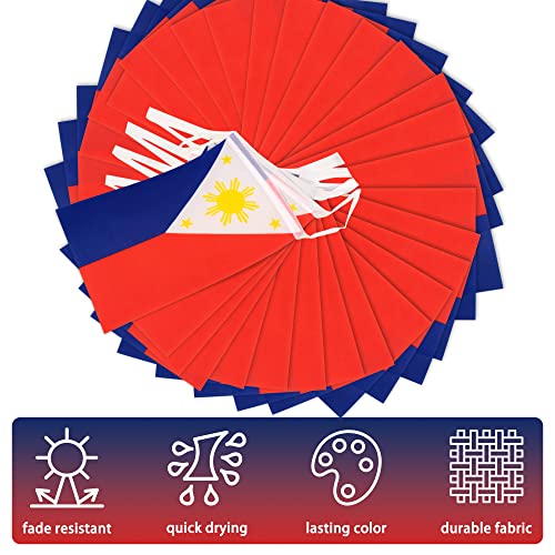 Philippines String Flag Pennant Banner, Small Mini Filipino Philippine Flags Bunting Banner, National Country Decoration for School, Party, Sports Events, Patriotic Festival, 33 Feet 30 Flags