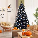 1.8m/2.25M Christmas Tree, Artificial Black Christmas Tree with Sturdy Metal Stand, 1036/1258 Branch Tips PVC Needles, Easy-Assembly, Festival Decor for Home, Garden, Halloween, Black (2.25M)