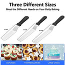 iDopick 3 Pack Angled Icing Spatulas Set Stainless Steel Kitchen Cake Decorating Frosting Spatula Pack of 3 (6 inch,8 inch and 10 inch) (Black)