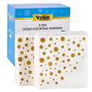 Vplus 100 Pack Cocktail Napkins Paper, 3-Ply Beverage Napkins, Disposable Gold Square Napkins, Perfect for Restaurant, Event, Bar, Wedding, Baby Shower and Birthday Party