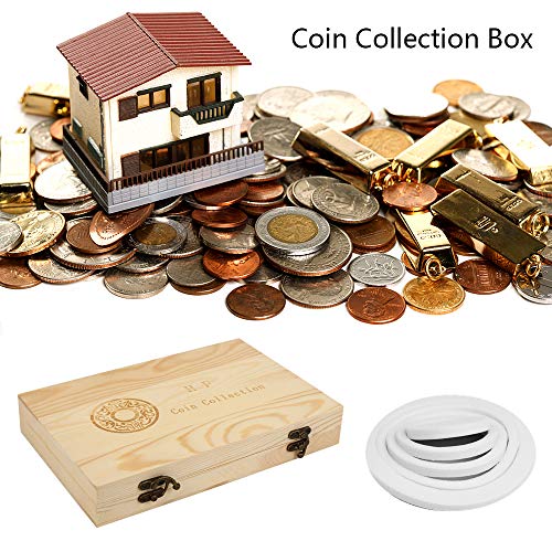 100 Grids Coin Collection Box Wooden Coins Storage Case Commemorative Coin Holder Container Protection Organizer Box