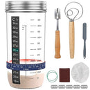 9Pcs Sourdough Starter Jar Kit, 730ml Glass Sourdough Bread Baking Supplies, Sourdough Starter Kit with Lid & Scale & Cloth Cover & Spatula & Thermometer, Sourdough Starter Container for Baking