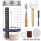 9Pcs Sourdough Starter Jar Kit, 730ml Glass Sourdough Bread Baking Supplies, Sourdough Starter Kit with Lid & Scale & Cloth Cover & Spatula & Thermometer, Sourdough Starter Container for Baking