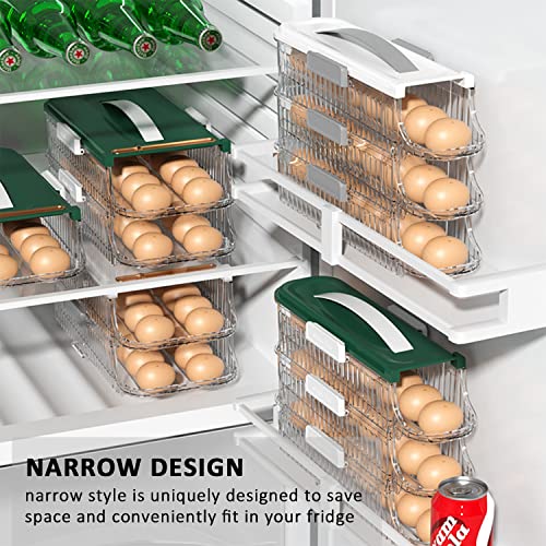 ZeJlo Egg Holder For Refrigerator - Auto Rolling Egg Organizer 3 Layer - Stacked Egg Tray Fridge Egg Storage Container - Hold 21 Eggs