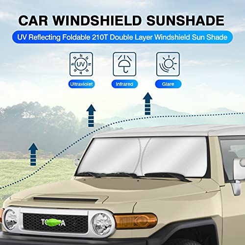 KUST Windshield Sun Shade for Toyota FJ Cruiser Sport Utility 2007-2014 Window Sunshade Sun Visor Protector Foldable Blocks UV Rays Keep Your Car Cooler