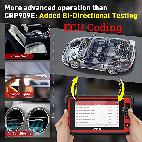 LAUNCH CRP919E OBD2 Diagnostic Device for All Vehicles, Car Diagnostic Device with OE Level All System Diagnostics and 31+ Reset Services, Car Tester for Active Test, CANFD, ECU Coding. 2 Year Upgrade