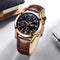 LIGE Men's Watches Elegant Luxury Analog Quartz 3ATM Waterproof Chronograph Watch for Male Fashion Casual Brown Leather Round Blue Dial Calendar Business Gents Dress Wristwatch