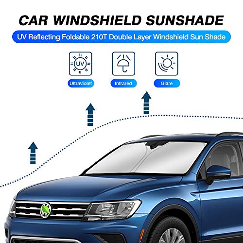 KUST Windshield Sun Shade for Volkswagen VW Tiguan SUV 2018 2019 2020 2021 Sunshade Foldable Sun Visor Protector Blocks UV Rays Keep Your Car Cooler