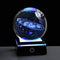 Qianwei 3D Solar System Crystal Ball 80mm 3.15" Laser Engraved Hologram with 4 Colors Light Led Lamp Stand, Galaxy Glass Ball, Planets Sphere, Home Office Decor