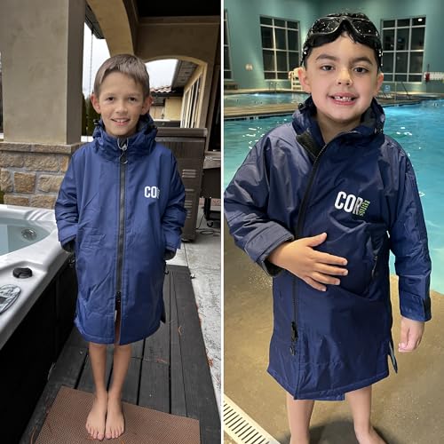COR Surf Swim Parka | Heavy Warm Surf Jacket for Men, Women and Kids | Water Resistant and Absorbent Terry Towel Lining