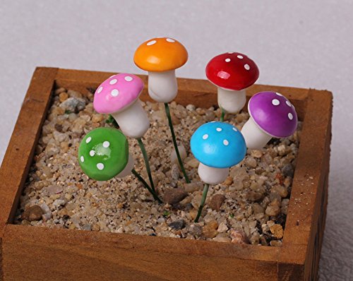 Sungpunet 60 Pcs Miniature Fairy Garden Colorful Mushroom