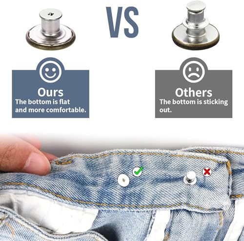 100 Sets Jeans Button Replacement, Removable 17 mm Metal Buttons for Jeans, No Sew Buttons for Women and Men Jeans Clothing Accessories with Screw Storage Box