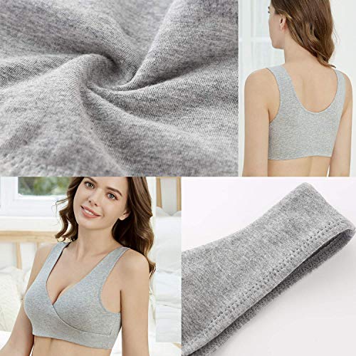 ZUMIY Maternity Nursing Bras, Seamless Nursing Bra Without Underwire, Maternity Bra and Breastfeeding Underwear, Breastfeeding and Sleep, Without Underwire, for Women, Black + Grey + White 3 Pack, M