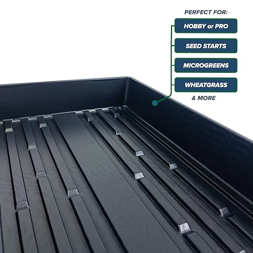 10 Plant Growing Trays (No Drain Holes) - 20" x 10" - Perfect Garden Seed Starter Grow Trays: for Seedlings, Indoor Gardening, Growing Microgreens, Wheatgrass & More - Soil or Hydroponic