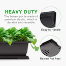 GROWNEER 3 Packs 11 Inches Bonsai Training Pots with Drainage Humidity Trays, Large Bonsai Pots with 15 Pcs Plant Labels, Growing Planter for Garden, Yard, Balcony, Office, Living Room