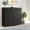 Luxsuite Chest of 9 Drawers Tower Dresser Tallboy Storage Cabinet Closet Organizer Unit Fabric Bin Wood Top Black Bedroom Living Room