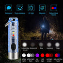 Mini Led Flashlight, Handheld Flashlight, 400 Lumens Outdoor EDC Rechargeable High Bright Multi-Functional Keychain Flashlight, with UV Light and Warning Light, P65 Water Resistant for Camping Hiking