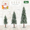 Costway Snowy Christmas Tree Set of 3, Artificial Xmas Tree with 129/231/ 369 PVC Branch Tips & 50/100/ 150 Warm White LED Lights, Pre-Lit Slim Xmas Decoration Tree, 90cm/120cm/150cm