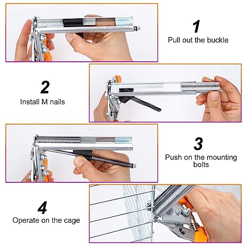 ZHEQOGZH Type M Nail Ring Pliers for Fencing with 2400pcs M Clips, Hog Ring Pliers Kit Upholstery Repair Hand Tool, Chicken Wire Cage Clips with Fence Pliers Rabbit Cage Building Tools (Yellow)