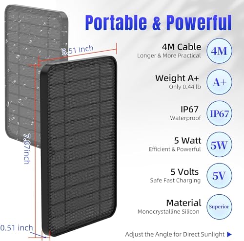 [2 Pack] 5V 5W Blink Solar Panel for Blink XT/Blink XT2/Blink Outdoor (3rd Gen) Solar Panel Charger with Blink Solar Panel Accessories,2200mAh Rechargeable,360° Adjustment Mount,13.1ft Charging Cord