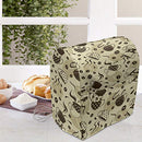 Ambesonne Modern Stand Mixer Cover, Contemporary Coffee Cups Polka Dots and Beans Roasted Graphic Design, Kitchen Appliance Organizer Bag Cover with Pockets, 6-8 Quarts, Cream and Brown