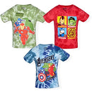 Marvel Boy's 3-Pack Avengers Assemble Short Sleeve Graphic Tee Shirt Set, Tie Dye Blue/Red/Green, Size 4