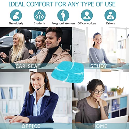 Gel Seat Cushion for Long Sitting, Gel Cushions for Pressure Sores Relief, Double Thick Gel Cushion for Sitting, Seat Cushions for Office Chairs with Breathable Nonslip Cover New