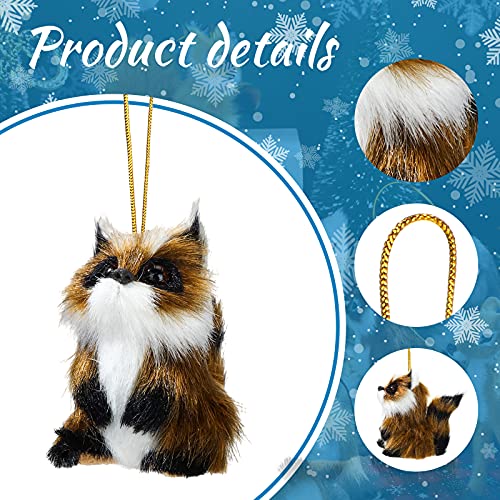 15 Pieces Plush Animal Ornaments Woodland Faux Fur Animal Hanging Ornament Simulation Forest Furry Animal Fall Thanksgiving Christmas Tree Ornaments for Home Backpack Party Holiday Decoration