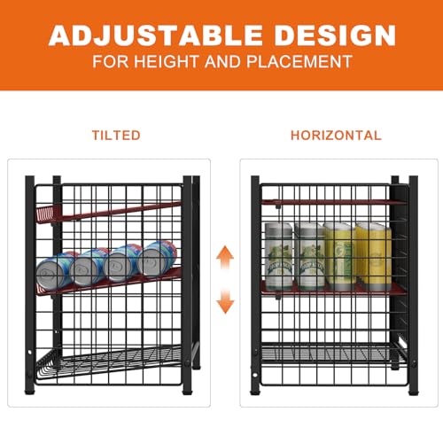 Zuyachuza Adjustable Can Rack Organizer for Pantry, Snack Organizer Shelf, Canned Food Storage Rack, Multifunctional Free standing Floor Pantry Organizer and Storage for Kitchen