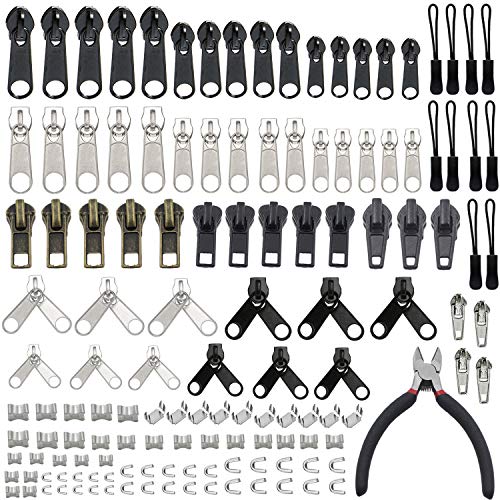 YaHoGa 143 Pieces Zipper Repair Kit Zipper with Zipper Install Plier for Bags, Jackets, Tents, Luggage, Backpacks, Sleeping Bag