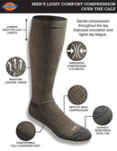 Dickies Men's Light Comfort Compression Over-the-Calf Socks, Essential Worker Brown (2 Pairs), 12-15