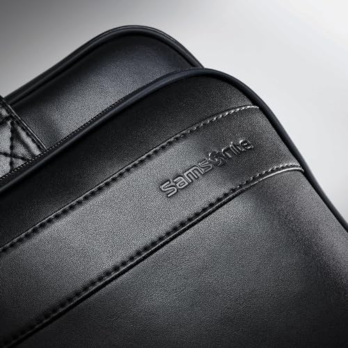 Samsonite Leather Slim Briefcase, Black, 16 Inch, 48073-1041