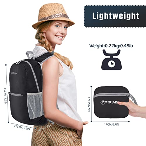 ZOMAKE Lightweight Foldable Backpack -20L Packable Daypack Water Resistant Folding Backpack for Travel Outdoor Hiking Camping