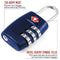 DanziX TSA Approved Lock and 4 Colors Stainless Steel Safety Tether，3-Dial Combination Travel Luggage Lock with Lanyard Security Cable for Protect Your Different Sizes of Suitcase,Baggage-Deep Blue