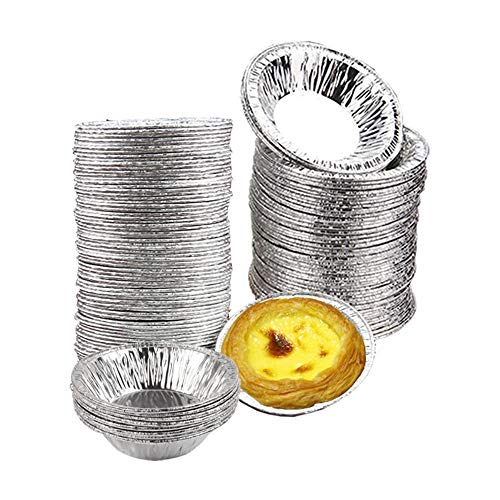 100 pcs Foil Trays Muffin Cases Foil Bun Cases Tin Foil Trays Foil Pie Trays Cake Tins Mini Egg Tart Cases Small Foil Pie Dishes Tart Foils Pastry Dish Aluminium Mold Cups