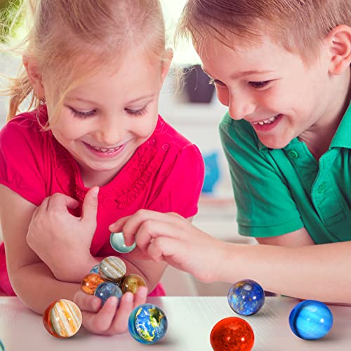 Pllieay 16PCS Solar System for Kids, Solar System Planets Toys for Kids-Space Solar System Eight Planets Bouncy Balls+Planetary Flashcards for Kids Party Favors, Educational Toys, Space Toys for Kids