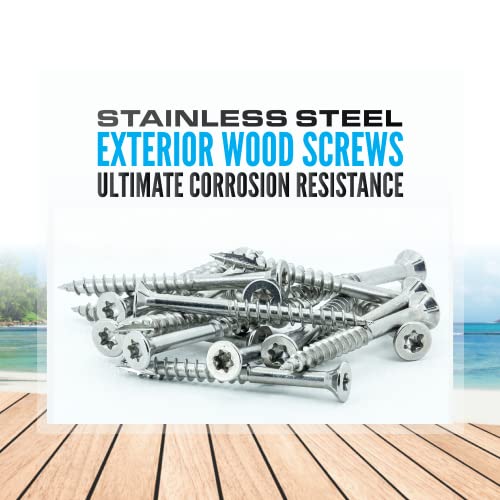 #10 x 2-1/2" Stainless Steel Deck Screws, (1750 Pack, 21.2 lb) Star Drive T25, Type 17 Wood Cutting Point, 18-8 (304) Grade Stainless Steel, by Eagle Claw Tools and Fasteners