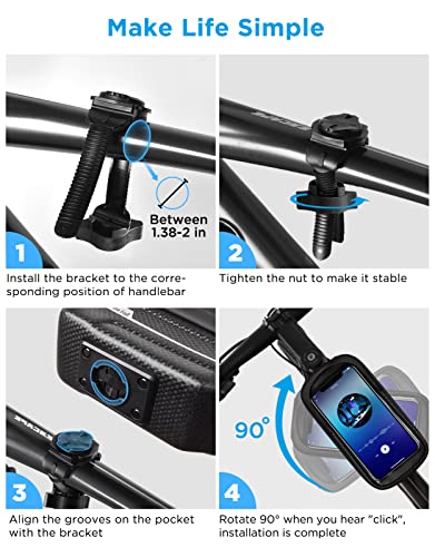 whale fall 2022 Portable Bike Bag, Bike Phone Mount, Bike Accessories, Phone Holder for Bike, Sturdy / Waterproof, Germany Bayer 0.25mm TPU, 4” - 6.9” Cellphone, Black, X1 Pro