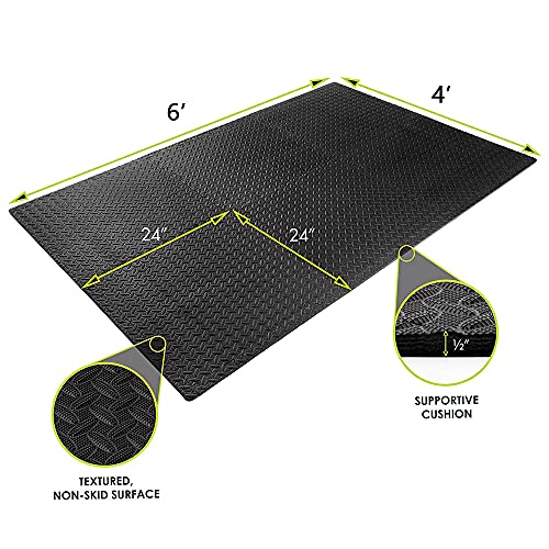 Puzzle Exercise Floor Mat, EVA Interlocking Foam Tiles Exercise Equipment Mat with Border for Home Gym Flooring Exercise Workouts 6-Pack