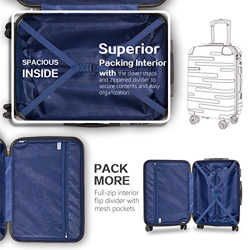 Coolife Luggage Expandable Suitcase 3 Piece Set with TSA Lock Spinner 20in24in28in (Sliver)