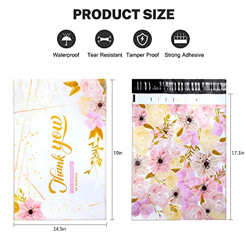 50Pcs Large Poly Mailers 14.5 x 19, Cute Shipping Bags for Small Business Clothing Mailers Poly Bags Poly Mailer Plastic Mailing Bags, Big Polymailers Package Bags Shipping Envelopes Mailers (Flower)