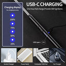 Electric Lighter Candle Lighter USB Type C Rechargeable Lighter Steel Shell & Hanging Hook, Windproof & Flameless Arc Lighter with 360° Flexible Long Neck for BBQ,Camping,Kitchen,Firework etc (Silver)