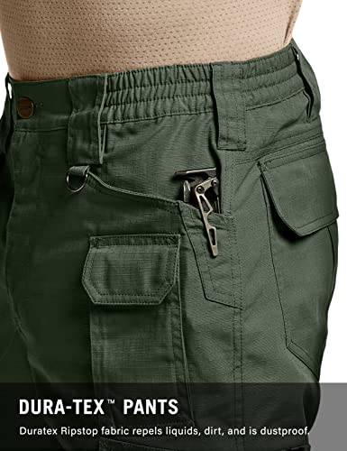 CQR Men's Flex Ripstop Tactical Pants, Water Repellent Stretch Cargo Pants, Lightweight EDC Hiking Work Pants TLP125-OLV_38W/32L