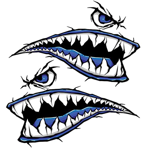 MOOCY 2Pcs Shark Teeth Mouth Kayak Stickers，Kayak Decals Waterproof DIY Funny Graphics Accessories for Kayak Canoe Fishing Boat Car Truck Jet Ski Hobie Dagger Ocean Boat Decoration