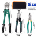 Glarks 3Pcs Bolt Cutter and Cable Cutter Pliers Set, Heavy Duty 14" Bolt Cutter and Mini 8" Bolt Cutter with 8" High Leverage Cable Cutter, Easily Cut Lock and Comfortable Grip for Wire Rope Rod Chain