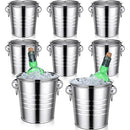 8 Pack Champagne Buckets Stainless Steel Ice Buckets with Handles Wine Bucket Party Beverage Chiller Champagne Ice Buckets for Beer Drinking Bar Club Party Supplies (3.15 Quart)